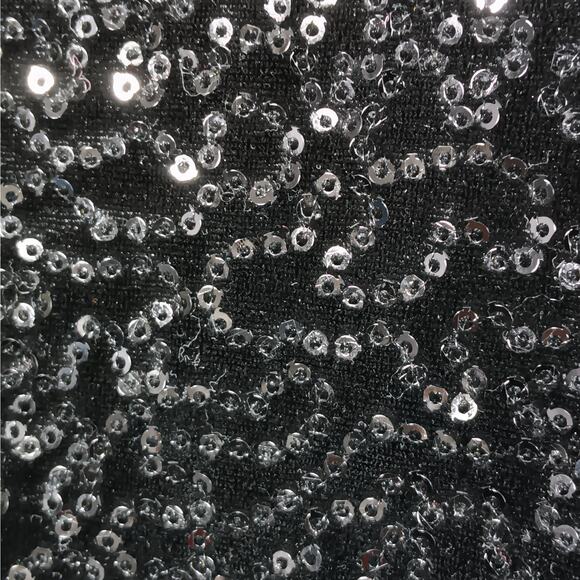 Sequined Cocktail Dress Size Small Bodycon Low Back Black 3/4 Sleeves No Tags - Picture 10 of 11